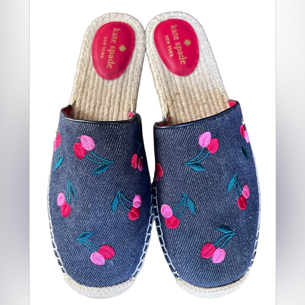 Kate Spade Rosie 2 Cherry Flat Mules Embroidered Espadrilles Women's Size 9.5 - Picture 12 of 12